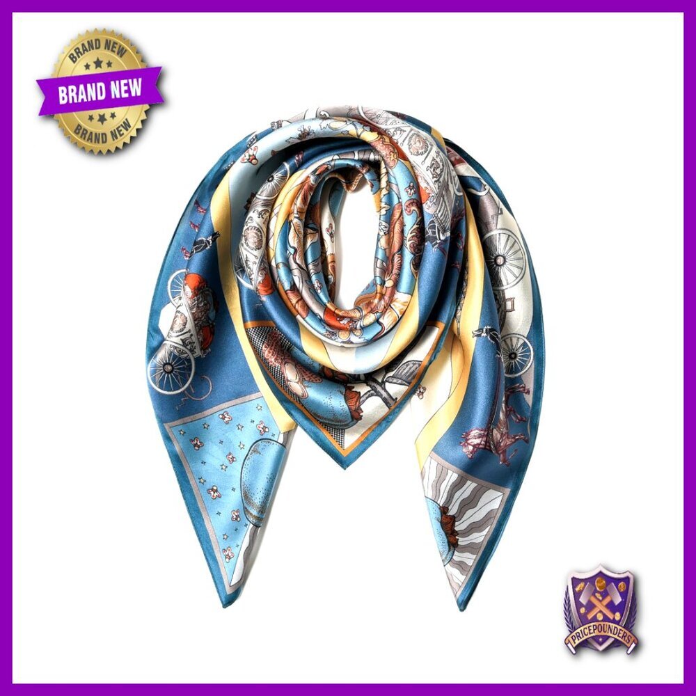 Large 35" Square Silk Scarf Lightweight Shawl Head Wrap Gift